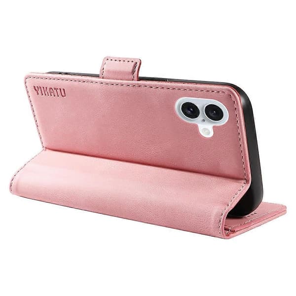 Kompatibel med iPhone 16 Plus Plånboksfodral Läder Telefonfodral - WELLNGS Pink