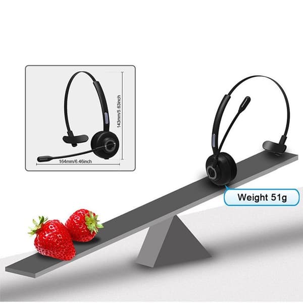 Bluetooth Headset, V5.0 Trådløst Business Headset med Mikrofonarm
