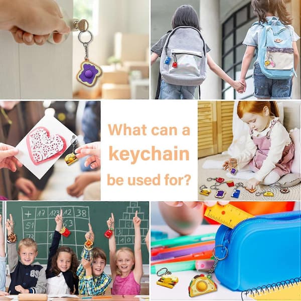 pc Mini Pop it Nøgleringe, Mini Mad & Drik Fidget Sensorisk Tryklegetøj, Fidget Stressaflastende Nøglering Gave til Børn Donut