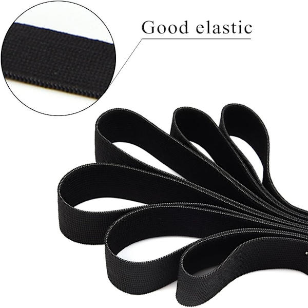 6 m lang flat strikk: 6 m-sydd-40 mm bred-svart{F2}