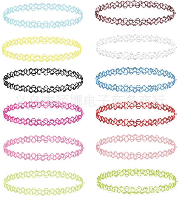 12-pak Choker Halskæde - One size D-12pcs
