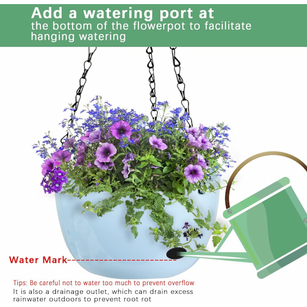 Hängande blomkruka set om 2, Ø 19cm självbevattnande hängkorgar