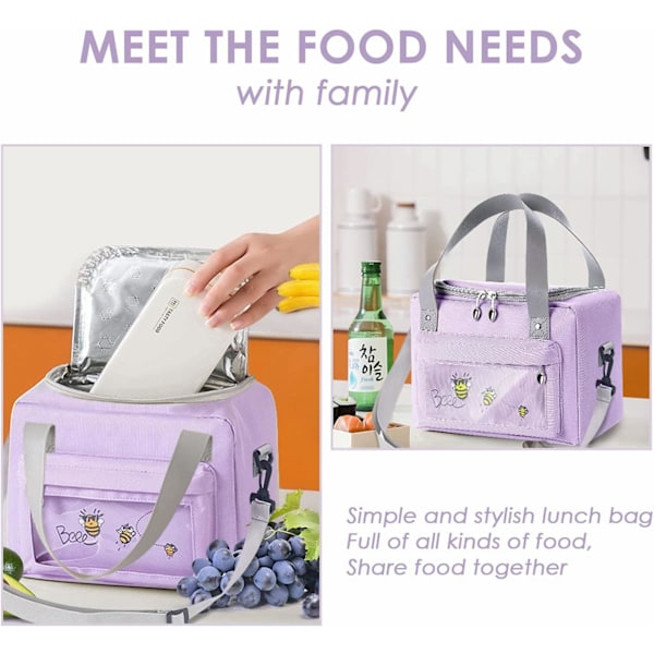 Isolerad Lunchväska 11L - Liten Lunchväska, Termos Lunchväskor för Vuxna, Kylväska, Bärbar Dam Picknickväska Navy blue