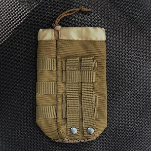 Taktisk Molle Vattenflaskväska Militär Utomhuscamping Vandring Dragsko Vattenflaskhållare Multifunktionell Flaskpåse Black with strap