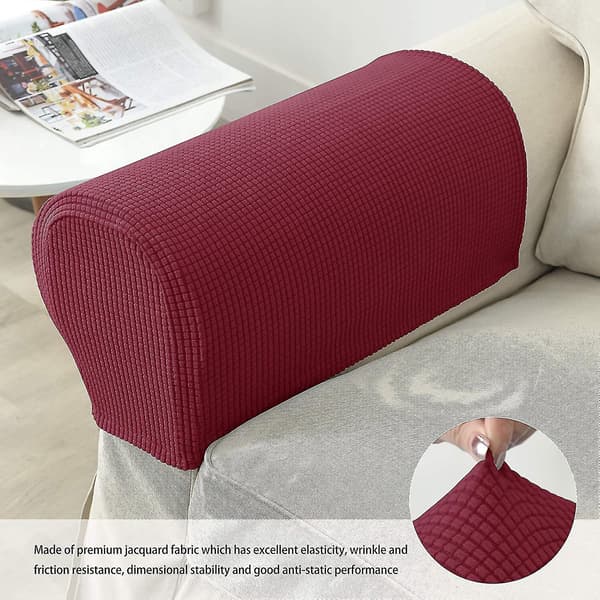 Armlenebeskyttere til lenestol, stretch-armlenebeskyttere til sofa, armlenebeskyttere til stoler (FMY) Burgundy