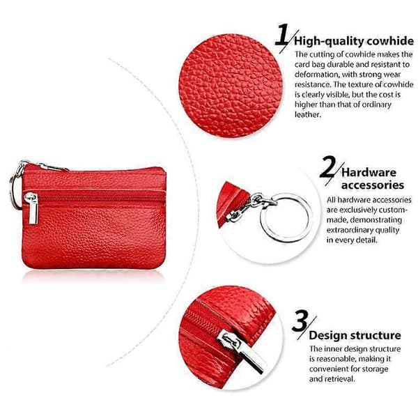 Nøglemøntpung i læder med lynlås Silver