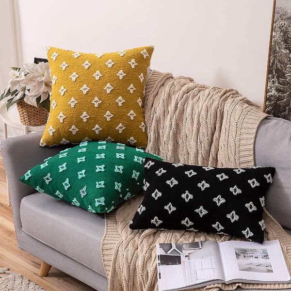Nordisk Ljus Lyx Solros Örngott 45x45cm 3-pack, Mjukt Dekorativt Kuddfodral Set om 3 för Soffa Sovrum Vardagsrum Heminredning A3