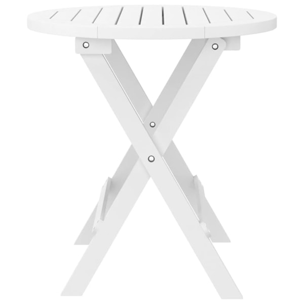 vidaXL Foldbart havebord hvid Ø 46 cm massivt akacietræ Brun 3200
