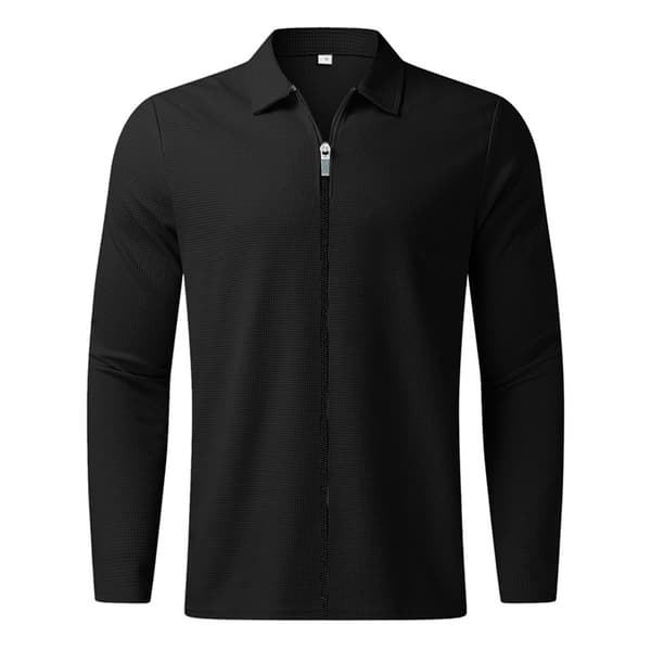 Herr Höst Ny Zip-Up Våffelstickad Jacka – Casual Långärmad Kragad Koftastil Black XXL