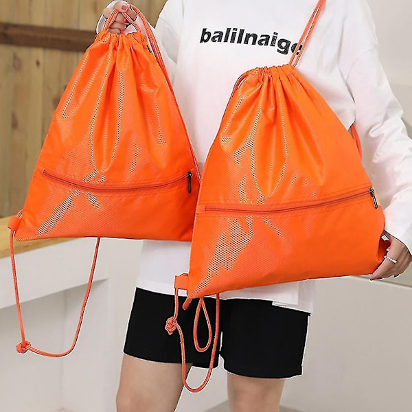 Unisex Dragskoväska Sport Gym Dagväska Simning Skolryggsäck Strand Rese Shoppingväska Gul Stor Yellow Large Small