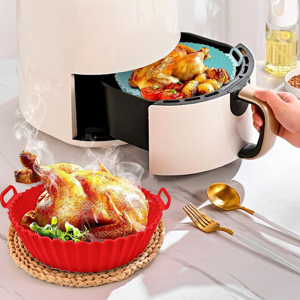 Airfryer Silikonform, varmluftsfrityr, 2 gjenbrukbare non-stick 21,5 cm