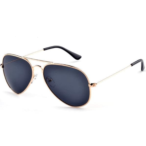 Kompatible Pilot Aviator Large, solbriller med mørkt glas og guldstel