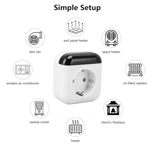 Smart Plug-in Termostat 2.4GHz WiFi EU-stik 220V Fjernbetjening
