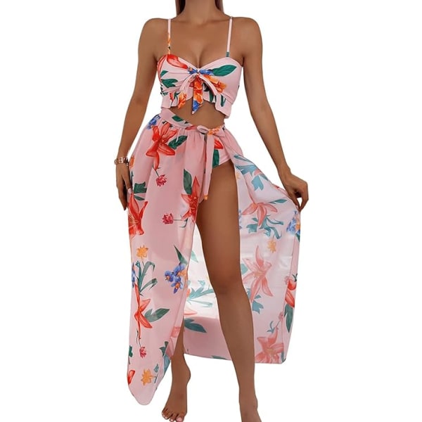Set av sexig volang bikini topp med trosor och omlottkjol baddräkt color-1 XL