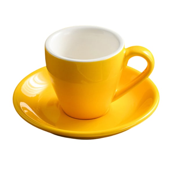 Porslin Espresso-kopp med fat, Espresso-kopp, 80 ml/2,7 oz Yellow