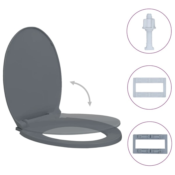 vidaXL WC-istuin Pehmeästi Sulkeutuva Harmaa Soikea grå Grey