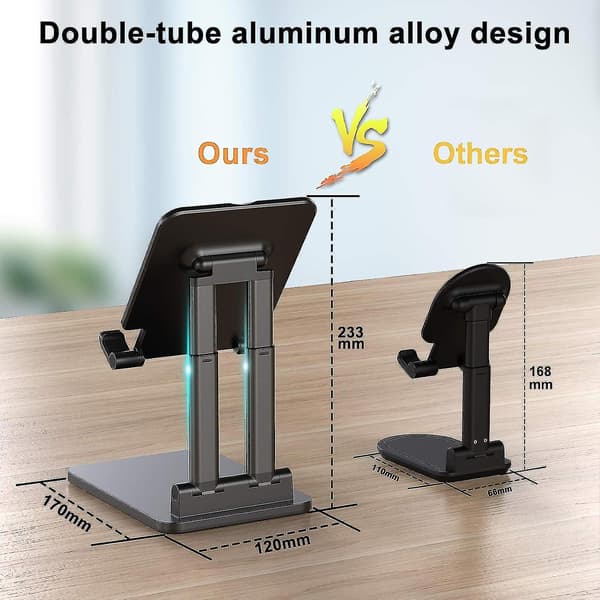 Justerbar tabletholder, universal dockingholder til skrivebord til iPad Pro, iPad Air, iPad Mini og andre smartphones