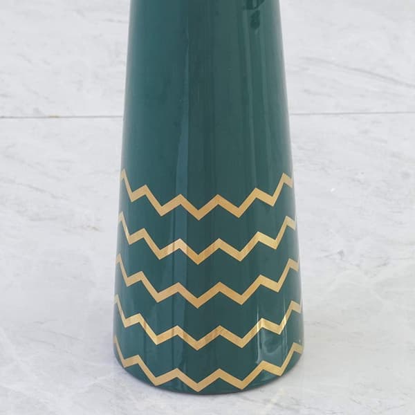 24,5 cm grønn gull keramisk høy dekorativ vase