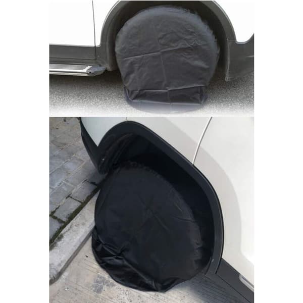 Vandtæt reservedækovertræk 4-pak til trailer, autocamper, sort, 80 cm diameter