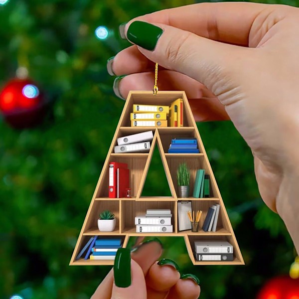 Bokhylle Hängande Dekoration Bokälskare Ornament Trädhänge Presenter Dekorationer 2024 Navidad Dekoration Nyår 2025 E