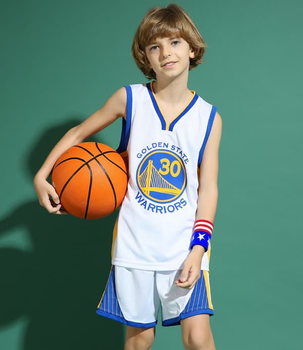 Stephen Curry #30 Basketbollströja Set Warriors Uniform för Barn och Ungdom Vit - Perfet Vit White XXL (160-165CM)