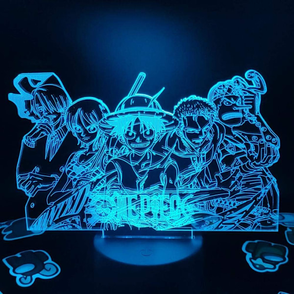 3D LED Nattlampa Present Sovrum One Piece Anime Luffy