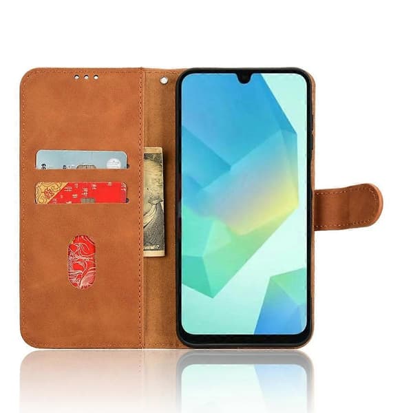 Läderfodral för Samsung Galaxy A16 5G, läderkänsla, anti-fall plånboksfodral - Brun Black