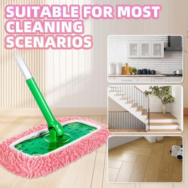 8-pak genanvendelige moppepuder kompatible med Swiffer Sweeper, mikrofiber chenille vaskbar blue