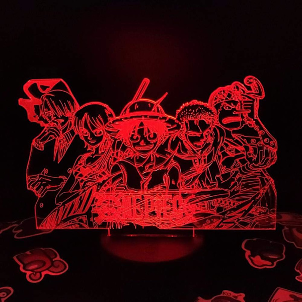 3D LED Nattlampa Present Sovrum One Piece Anime Luffy