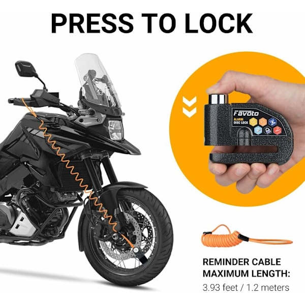 Moottoripyörän lukkiutumisenesto 110 dB:n hälyttimellä