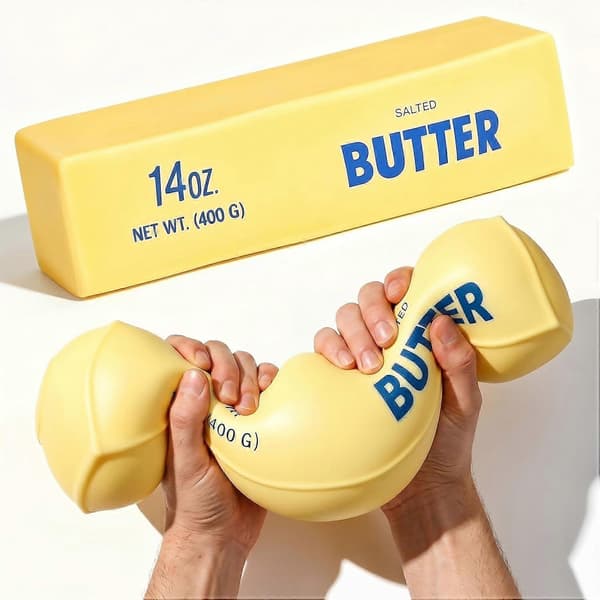 2026 Ny kæmpe smør squishy jumbo smørpind 22cm Realistisk smørpind Bløde stressbolde til stresslindring, angst/sensorisk stimulation