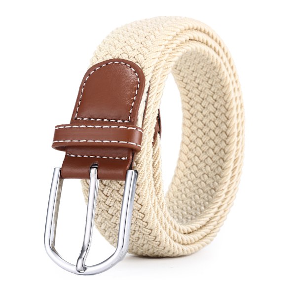 Sæt med 2 flettede elastiske stofbælter til kvinder Black/Beige