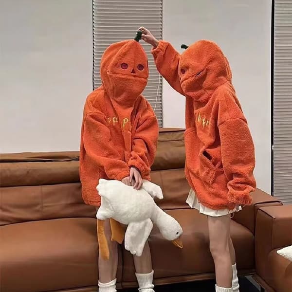 Trendy Halloween Græskar Sweatshirt – Niche Design, Særpræget Stil – Pullover til Introverte og Ekstroverte (Efterår/Vinter Kollektion) XL
