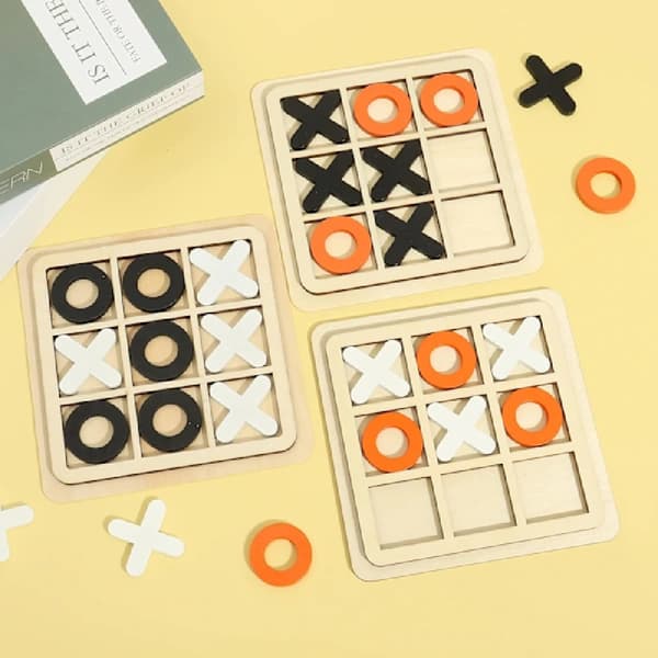 Tic Tac Toe-spel i trä XO Brädspel Klassiskt familjespel