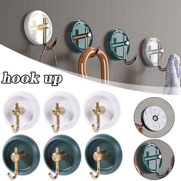 Hul-fri selvklæbende krog Multifunktionel vægmonteret håndklædeopbevaringskrog White-Hook 3pcs
