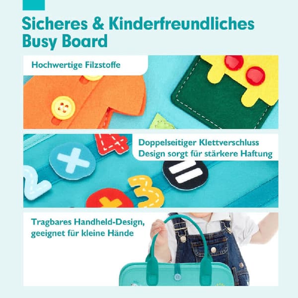 Montessori-bræt, børn 1-4 år, 9-i-1 aktivitetslegetøj til rejser og læring – FF–