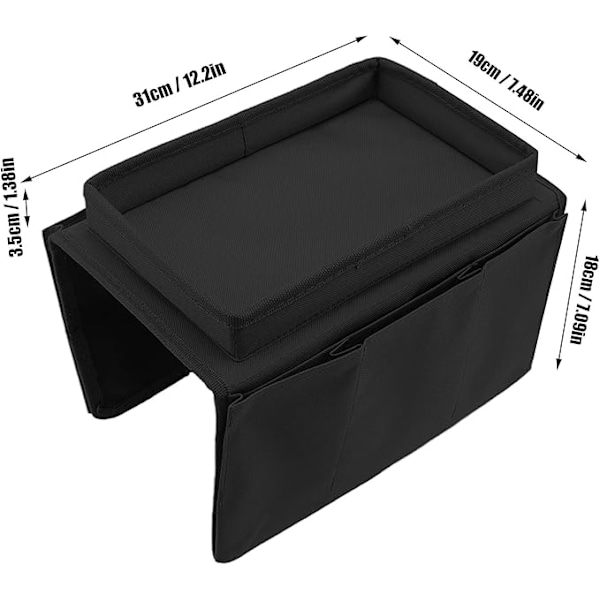 Soffbricka Bordsklämma på Sidobord, Hopfällbart Soffarmsbord Avtagbar Armstödsbricka för Att äta och Dricka svart black