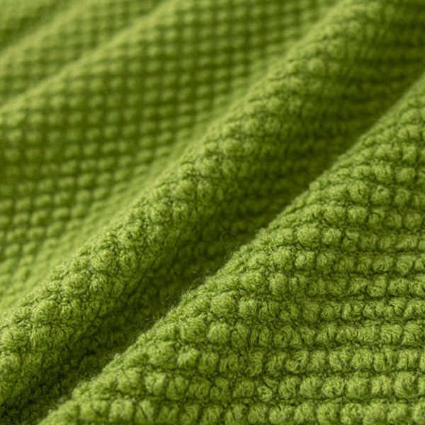 Stickad Filt med Fransar Bubbeltexturerad Lätt Filt för Sofföverdrag Heminredning Grass green