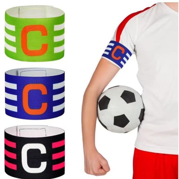 Färgat \"C\" Kaptensbindel — Fotbollskaptensbindel, Träningsutrustning, Lag-/Truppidentifieringsbindel (med \"C\"-symbol) (1 st) green