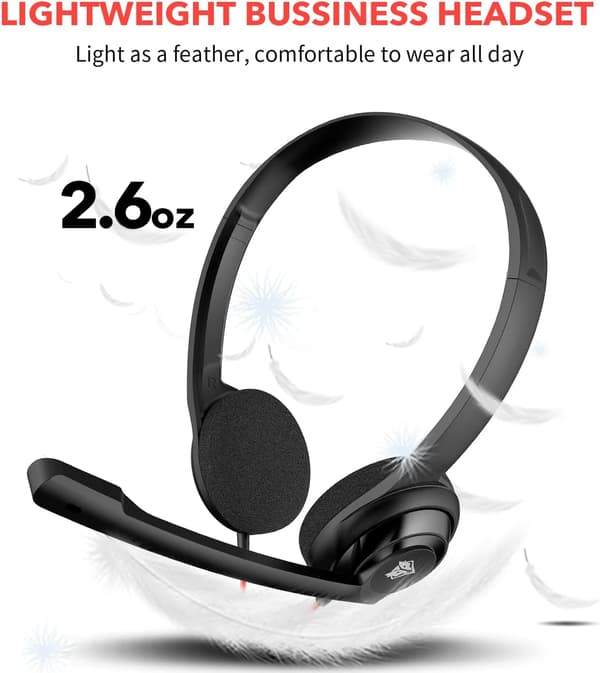 USB-C Headset med mikrofon til bærbar computer, telefon, hovedtelefoner med støjreducerende mikrofon til computer, on-ear kablet kontorheadset til USB-C