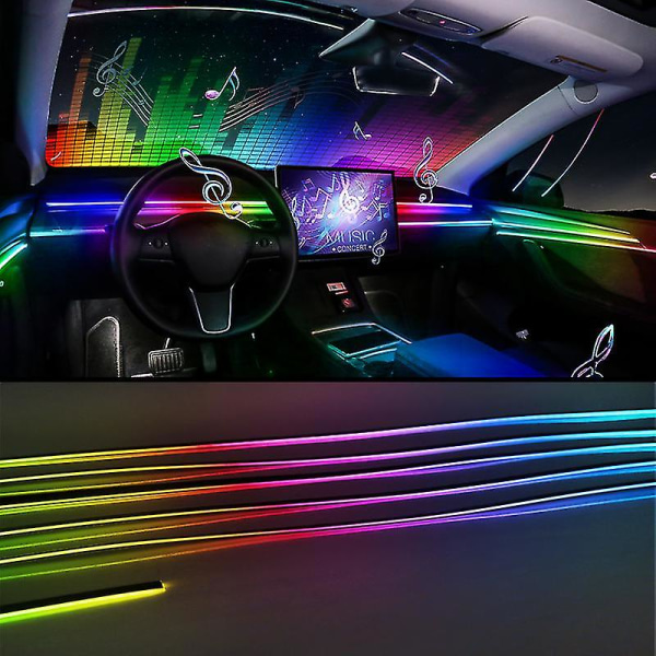 Fullfärg Streamer Bil Ambient Lights Rgb 64 Färg Universal Led Interiör Dold Akryl Strip Symphony Atmosphere Lamp
