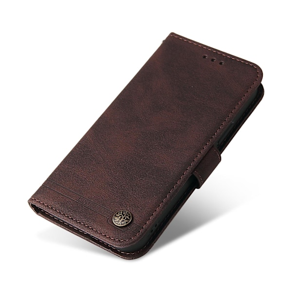 Plånboksfodral i präglat läder med stativ för Huawei Nova 11i / Maimang 20 / Enjoy 60 Pro Brown