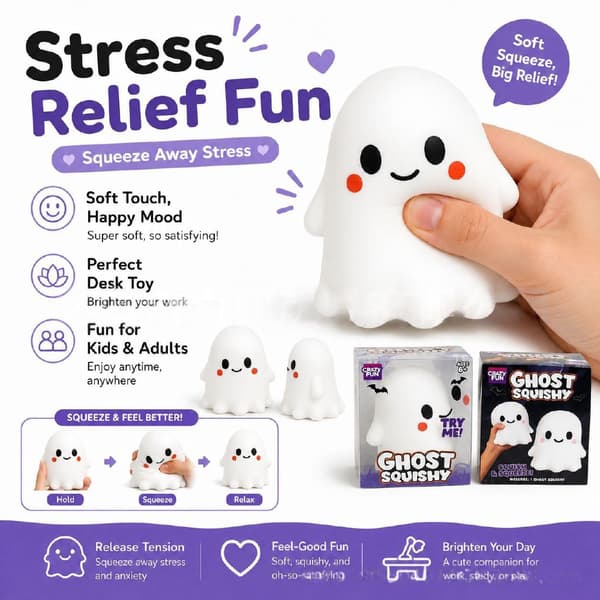 Halloween Ghost Squeeze Toys, Mjuka Söta Långsamma Återhämtningsleksaker för Stresslindring A2
