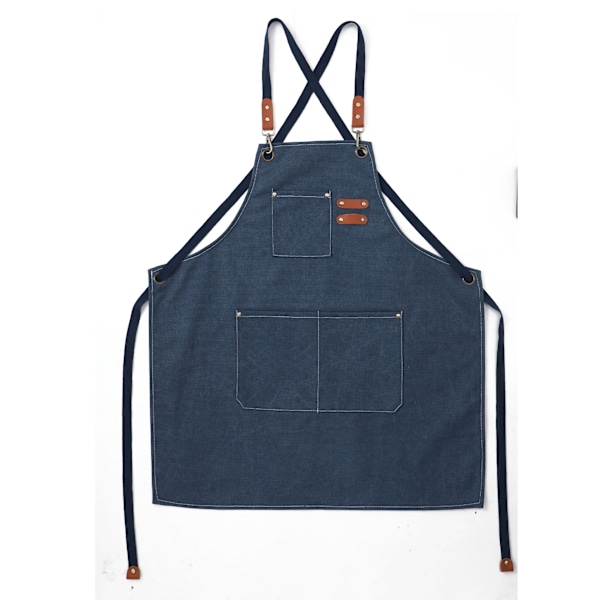(Marinblå) Herrköksförkläde Canvasförkläden med 3 fickor Vattentät och justerbar förkläde för grillning, restaurang, trädgård, snickare, 78 * 68cm D