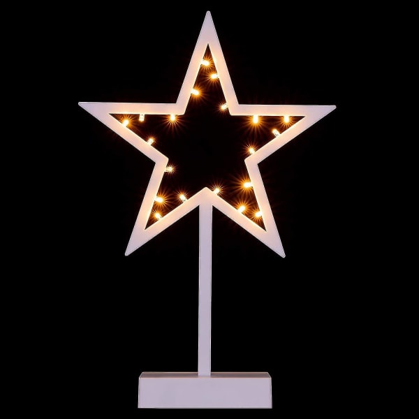 20 Led dekorativa lampor Stjärna Kalla Och Varma Vit Julstjärna Stjärnram Femuddig Star-bordslampa Femuddig Stjärna