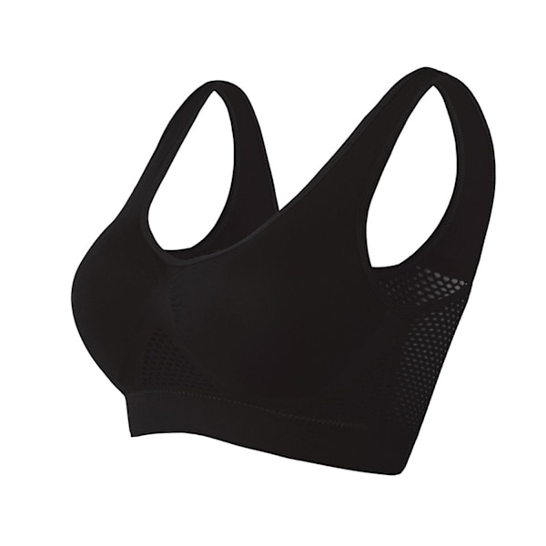 Ultra Breeze Air Lift BH, Pustende og sval BH for kvinner, sømløs M-6XL, 100% ny - WELLNGS Black Black M