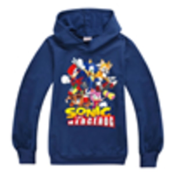 Børn Drenge Piger Hættetrøje Sweatshirt Pullover Jumper Toppe Mørkeblå Dark Blue 150cm