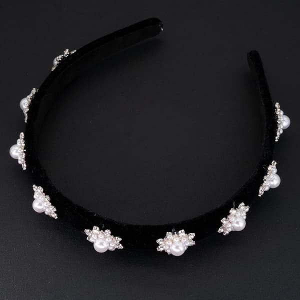 Pandebånd Mode Tiara til kvinder og piger med funklende glitterfarvede perler Perlehårbåndskrone til ansigtsvask og makeup A