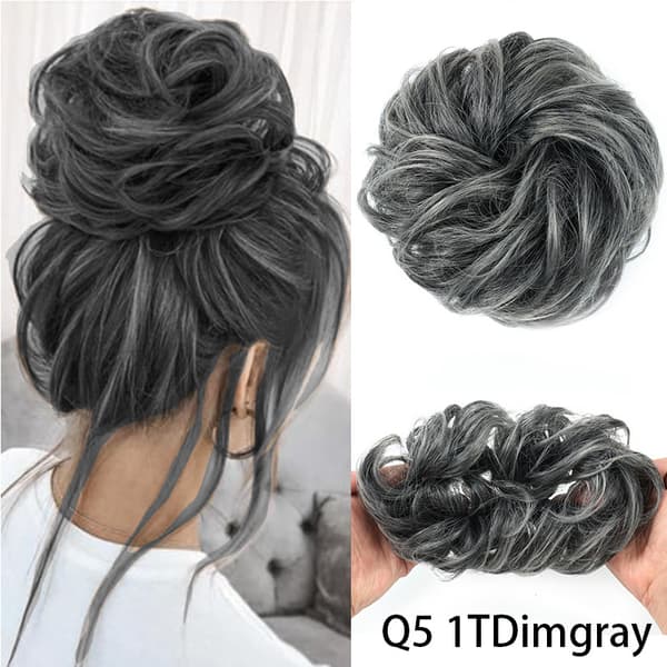 1 stk Messy Bun Hårforlengelse Scrunchie Krøllete Bølgete Rotete Syntetisk Chignon for Kvinner Oppsatt Hår A17