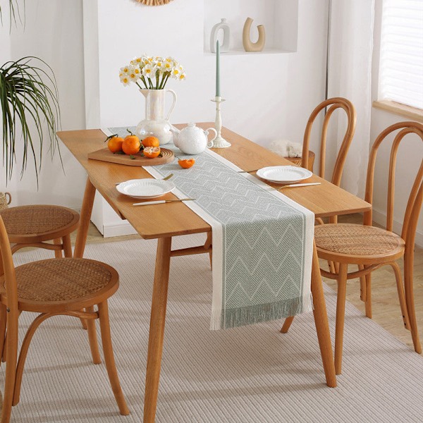 Håndlaget frynsete bordløper amerikansk jacquard bordløper duk bordduk kommodetrekk håndkle dekorativ støvtett duk Hjortedesign Deer 33*220